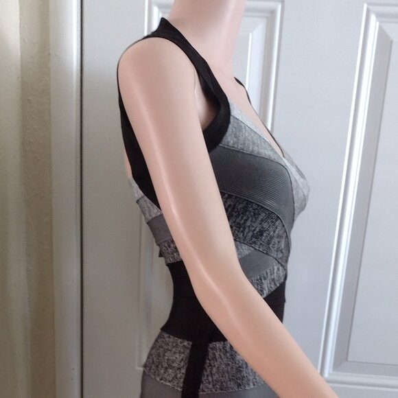 Rachael G Stretch Strappy Dress in gray and black. Size S. - Picture 9 of 13
